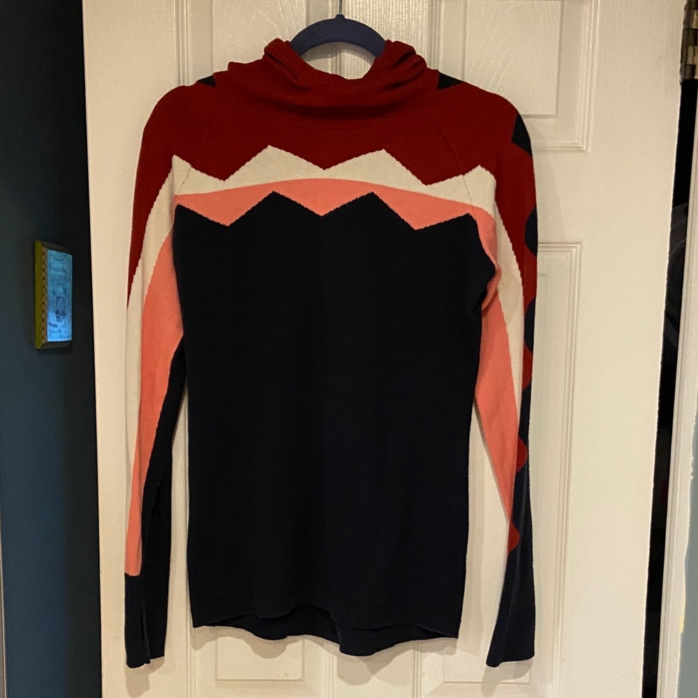 GAP Maroon and Navy Chevron Women's Sweater with Hood